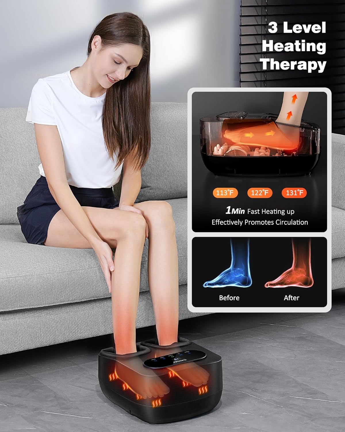 KNQZE Foot Massager with Heat and Remote, Shiatsu Deep Kneading Feet Massager for Plantar Fasciitis & Neuropathy, Foot Warmer, Gifts for Mom Women Men Dad, Fits Up to Men Size 12