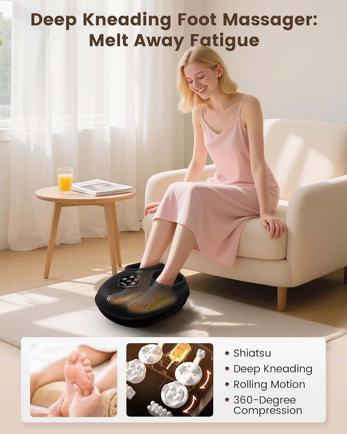 COMFIER FSA Eligible Foot Massager with Heat, HSA Eligible Shiatsu Foot Massager Machine for Plantar Fasciitis, Kneading & Compression for Neuropathy Pain, Fits up to Size 14
