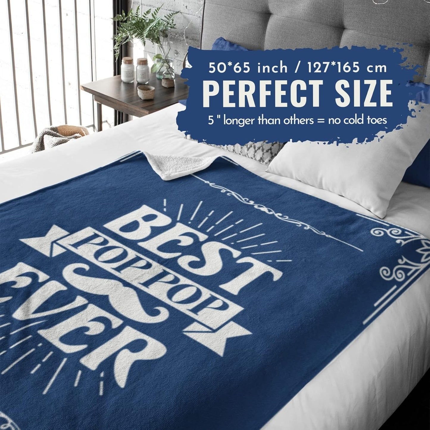 InnoBeta Pop Pop Gifts, Gifts for Grandpa, Throw Blanket for Grandfather, Presents from Granddaughters Grandsons for Christmas, Birthday, Father's Day - 50" x 65" Best Pop Pop Ever