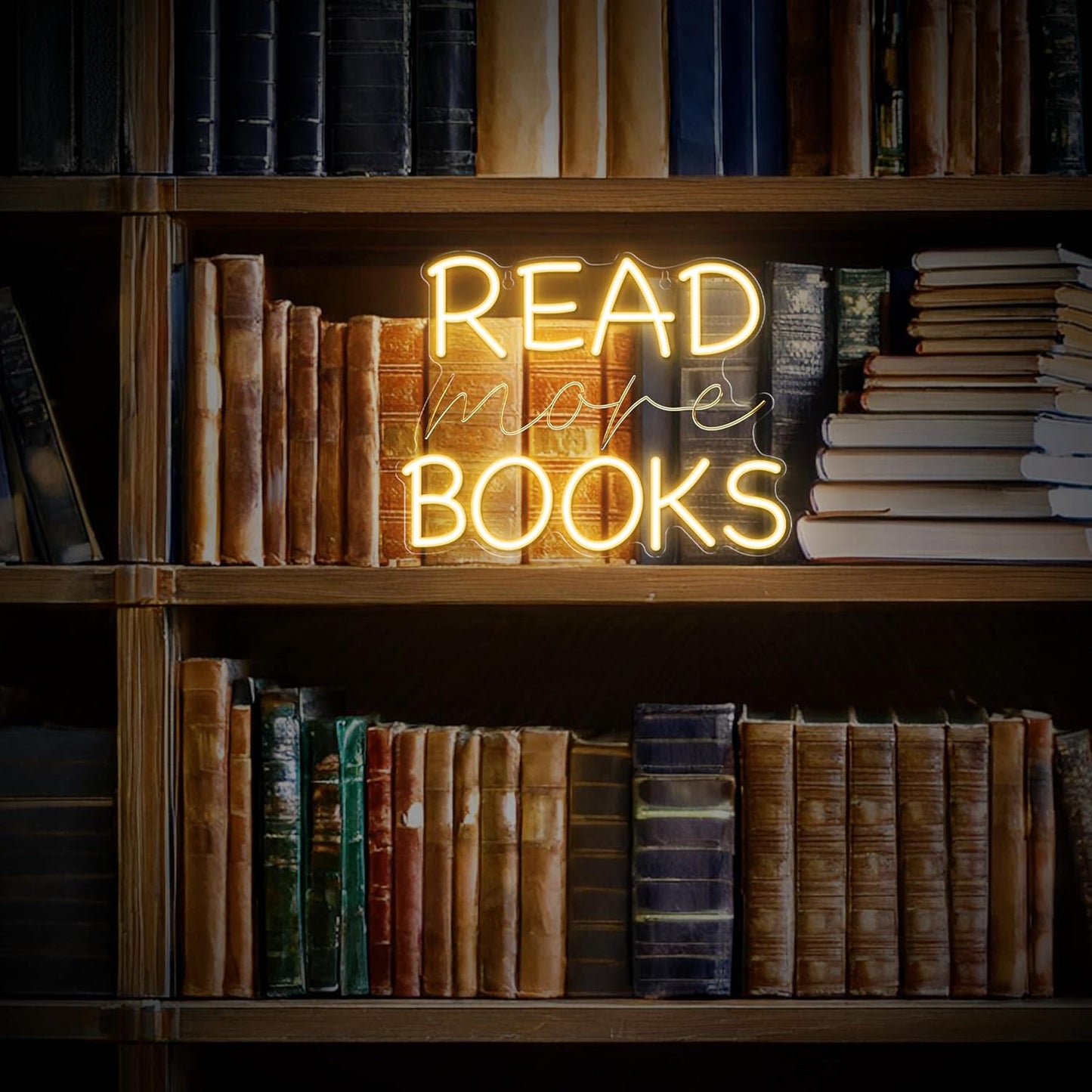 Kavaas Read More Books Neon Sign Reading Corner LED Light Neon Signs for Library Classroom Book Club Wall Decor -Best Back to School Gifts for Teens Kids