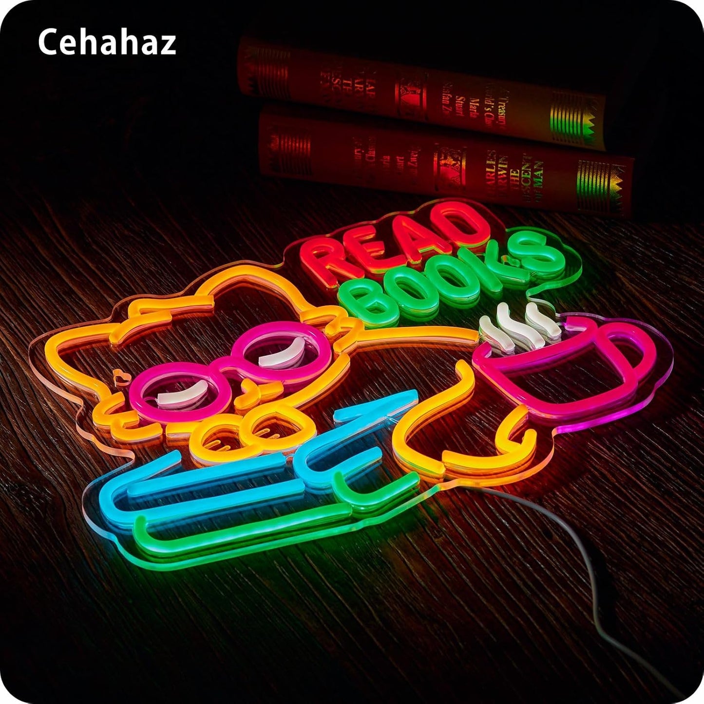 Read Books cat &coffe Neon Sign Book Neon Light Colorful Rainbow Neon Light sign Read More Books Neon Signs Library Classroom Reading Room Bookstore Bookish Decoration Kids Gifts