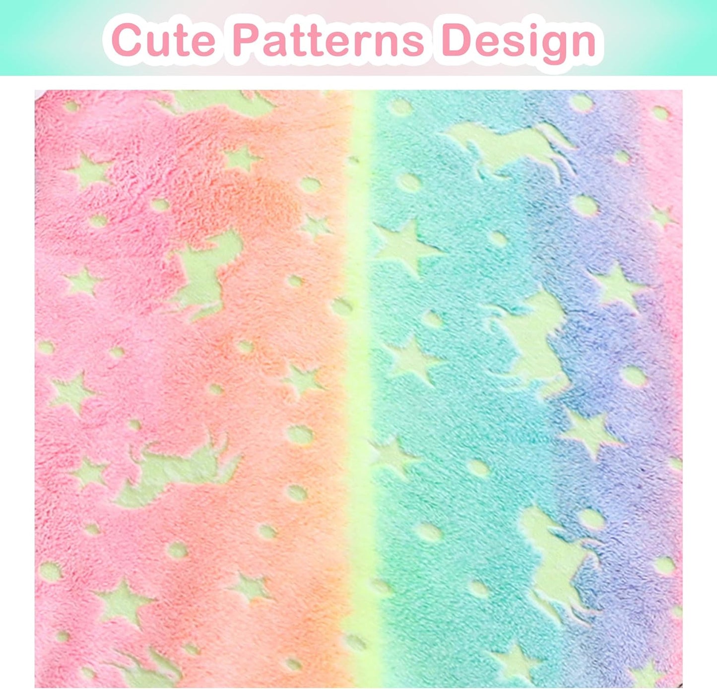 Softan Kids Unicorns Throw Blanket Glow in The Dark, Kids Blanket Gifts for Girls & Boys, Soft Cozy Flannel Luminous Unicorns Blanket for Sofa Couch Bed, Christmas Birthday Gift, 30x40IN