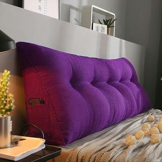 Triangular Reading Bed Rest Pillow Large Bolster Cushion Backrest Positioning Support Headboard Backrest Wedge Pillow with Removable Cover