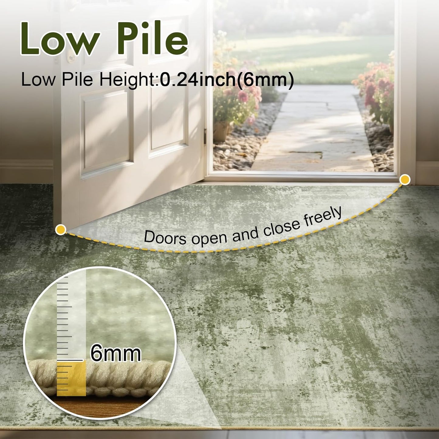 4x6 Ft Area Rugs for Living Room, Soft Non-Slip Washable Rugs Modern Abstract Pattern Carpet for Bedroom Indoor Floor Nursery Home Decor (Green)