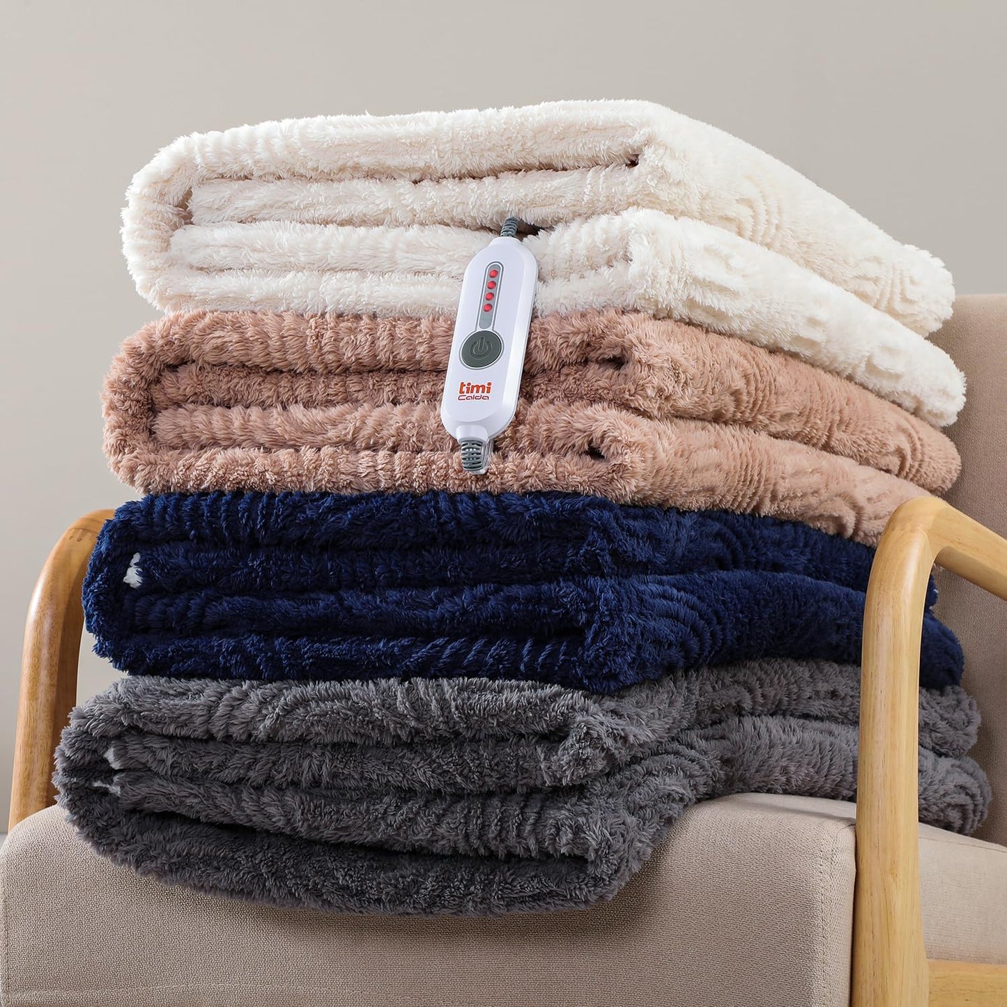 Heated Throw Blanket Electric - 50"x60" Cozy Soft Jacquard Heating Blanket with 4 Heat Levels & 4 Hours Auto-Off, Electric Throw with Overheating Protection, Warm Gifts, Grey