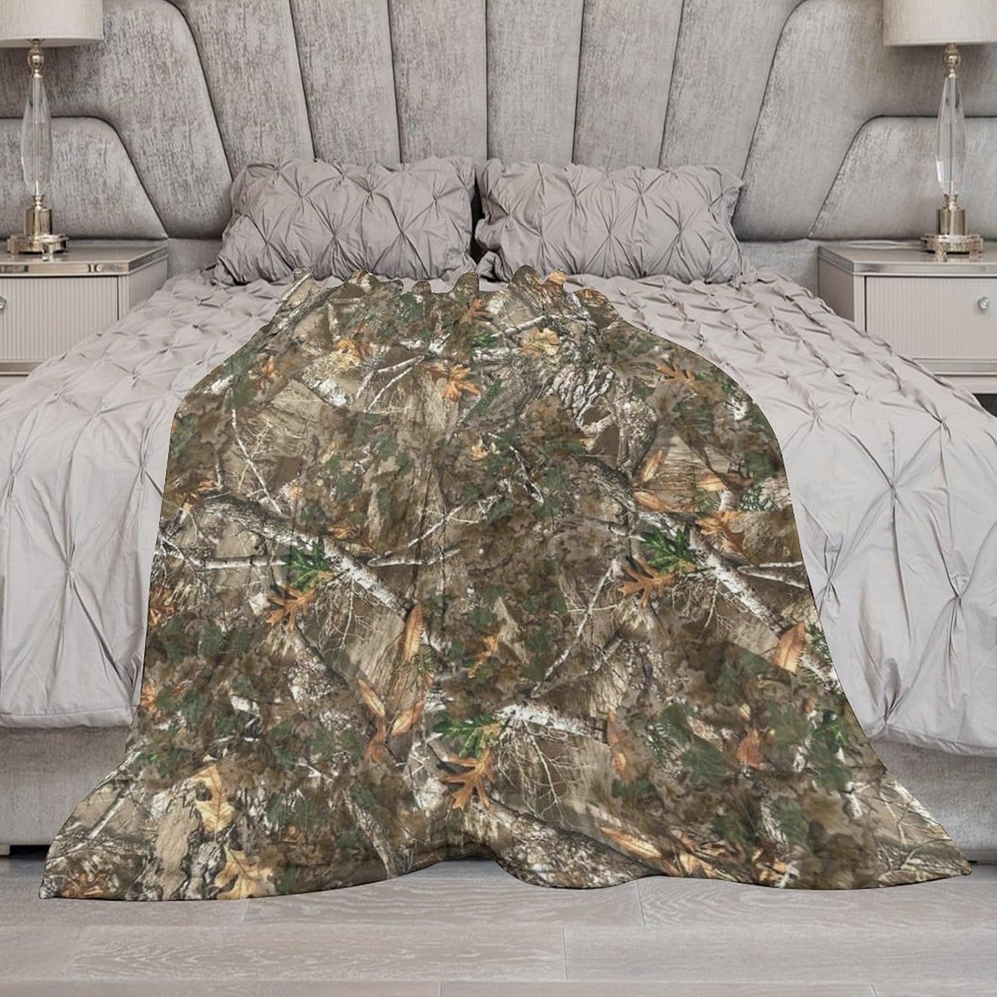 Oak Flannel Blankets, Green Forest Camouflage Design Throw Bed Blanket for Sofa Chair Bed 30"x40"
