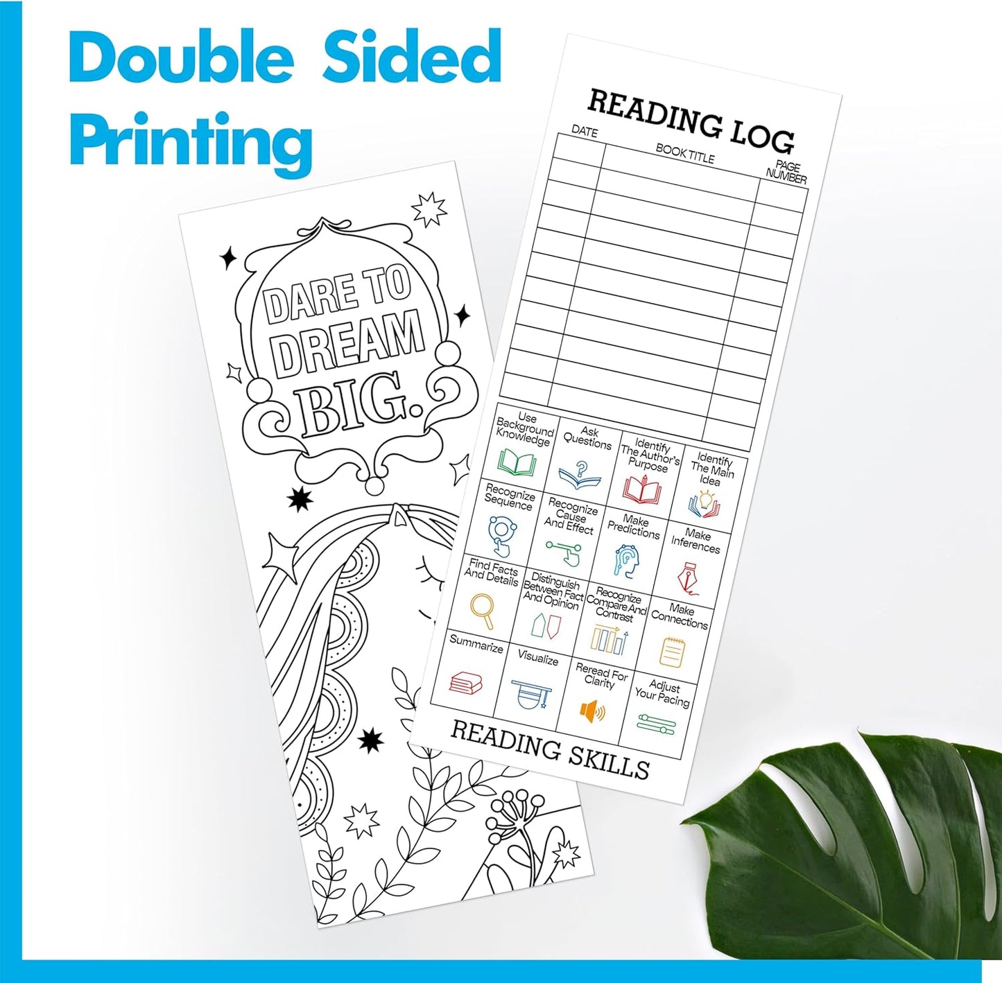 120 PCS Inspirational Bookmarks, 30 Designs DIY Coloring Book Markers Double-Sided Motivational Page Holder for Students, Color Your Own Bookmark for Class Gifts, Kids, Adults, Teachers, Book Lovers