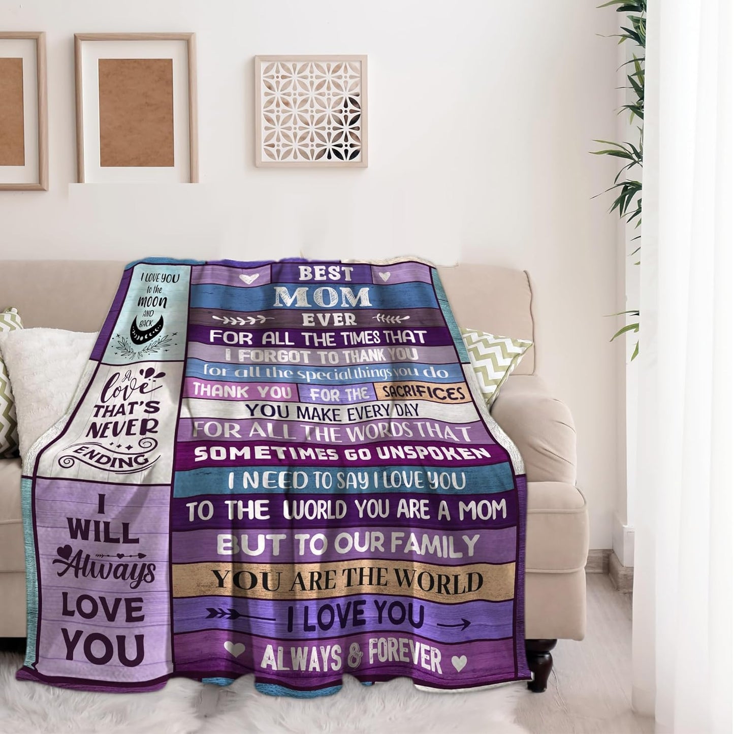 Mothers Day Blanket for Moms, Gifts for Mom, Mom Mothers Day Birthday Gifts from Daughter Son, Best Mommy Ever Present, Mother Valentines Christmas Birthday Present, Mama Mommy Blanket 60"x80"