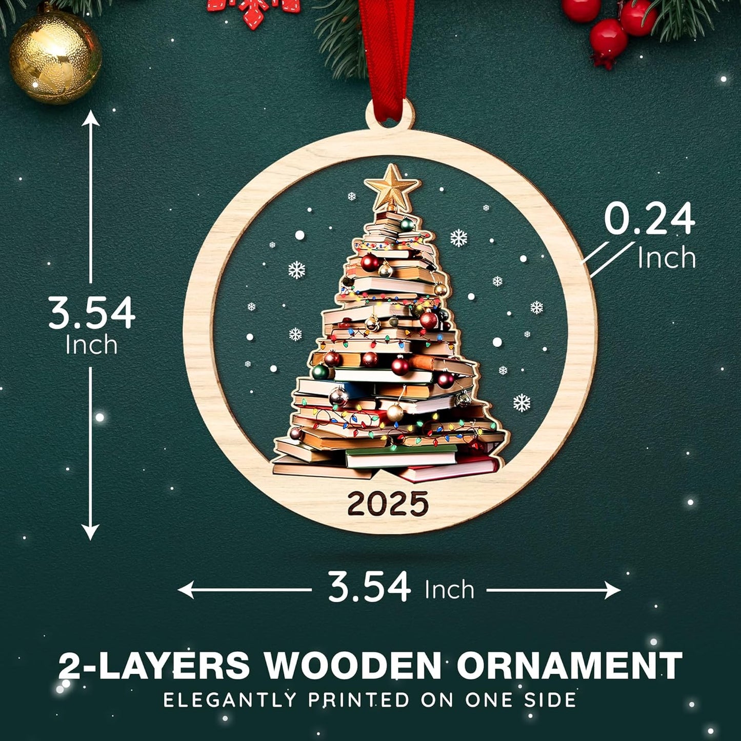Book Ornament for Christmas Tree - Book Lover Gifts for Women - Ideas Gifts for Readers Book Lovers Women, Bookish Gift, Ideas Gift for Readers, Books Club Ornaments, Bookworm's Present