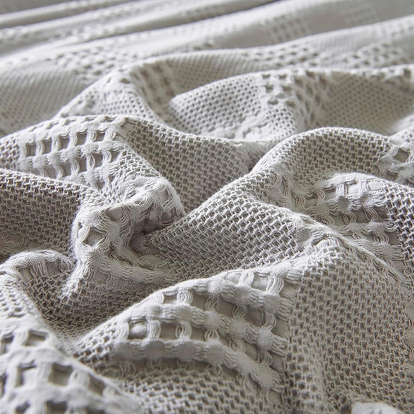 LGYKUMEG 100% Cotton Waffle Throw Blanket,Lightweight Washed Cotton Blanket - Cotton Breathable All-Season Knit Throw Blankets for Bed and Couch,Light Gray,40x60 inch
