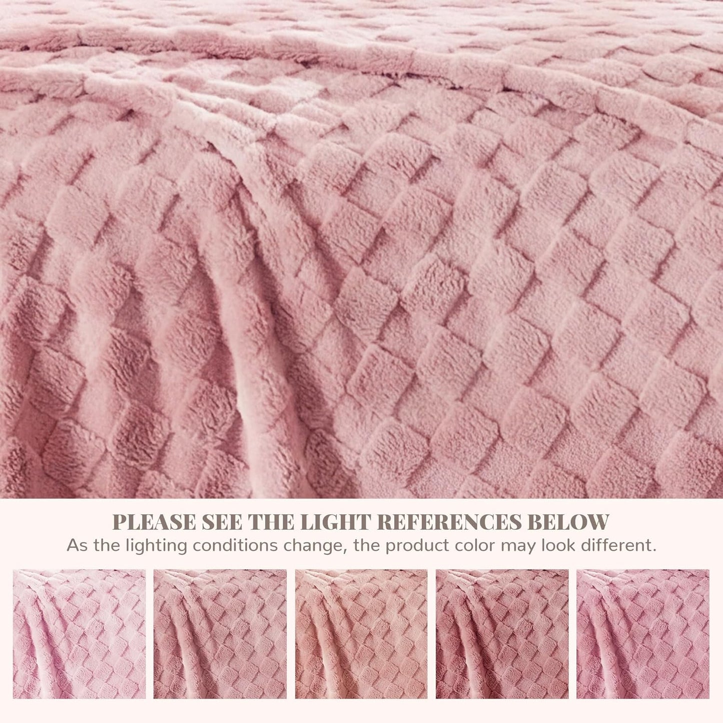 Pink Checkered Fleece Throw Blanket for Couch, 320GSM Super Soft Cozy Blanket for Home Decor, Perfect Cozy Gifts for Women Men Gifts, Lightweight All Season Couch Blanket, 50x60 Inches