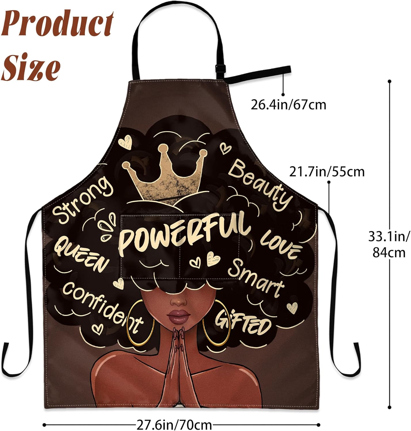 Aprons For Women With Pockets African Art Apron Black Girl Kitchen Adjustable Aprons For Women Waterproof Oil Proof 33x28in