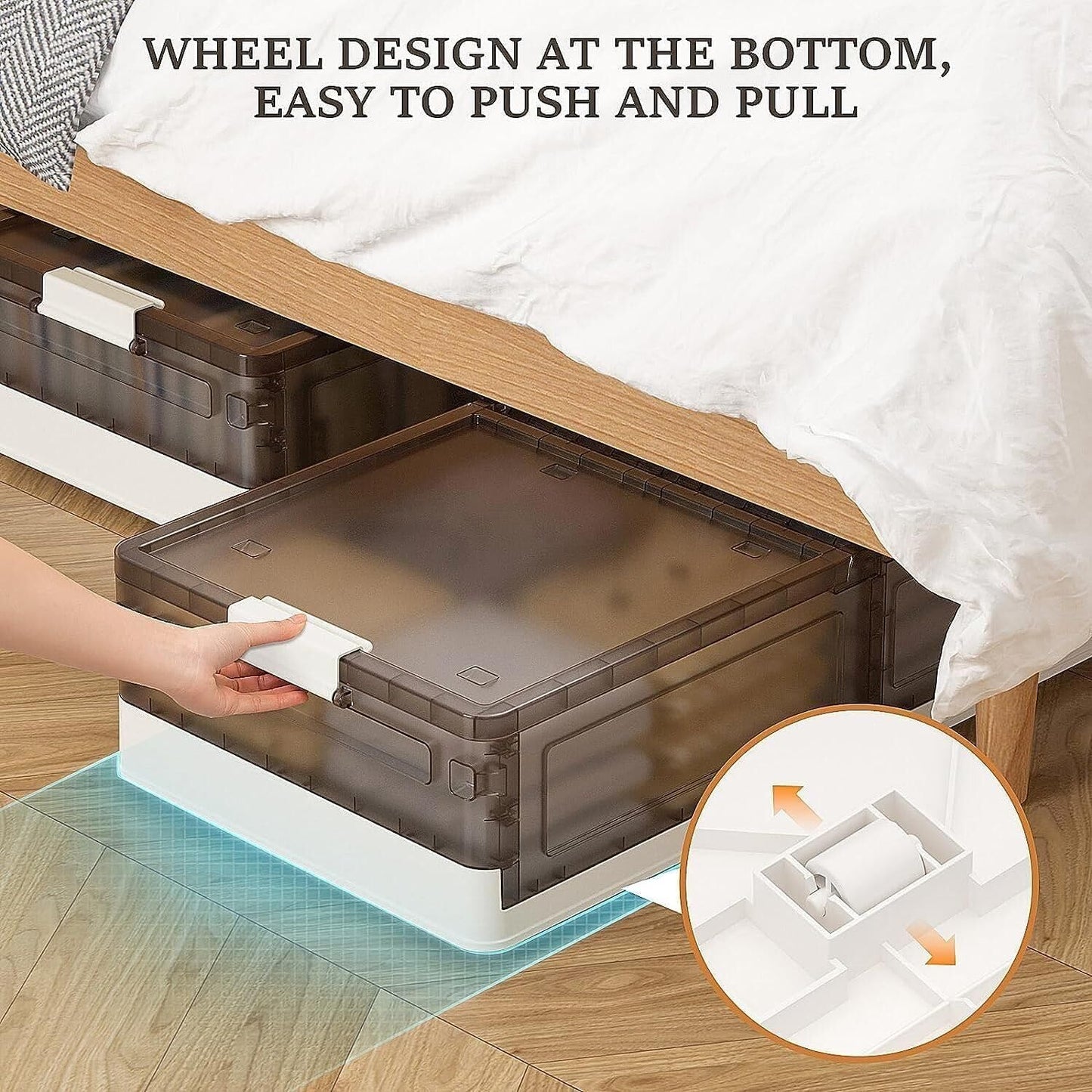 Under Bed Storage Containers, Stackable Under Bed Rolling Storage Plastic Containers, 11.5Gal Storage Bins with Wheels, Multi-purpose Storage Bins with Lids for Clothes, Shoes, And Duvets