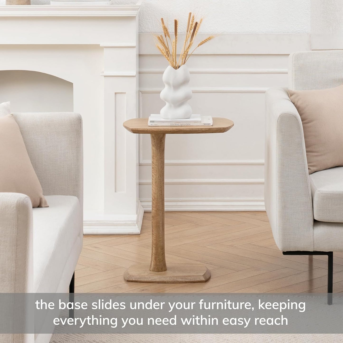 MH London Side Table - Stirling Wooden Modern C Shaped End Table - Exclusively Designed Hand Crafted Tables - End Table for Living Room, Bedroom Bedside Tables and Office