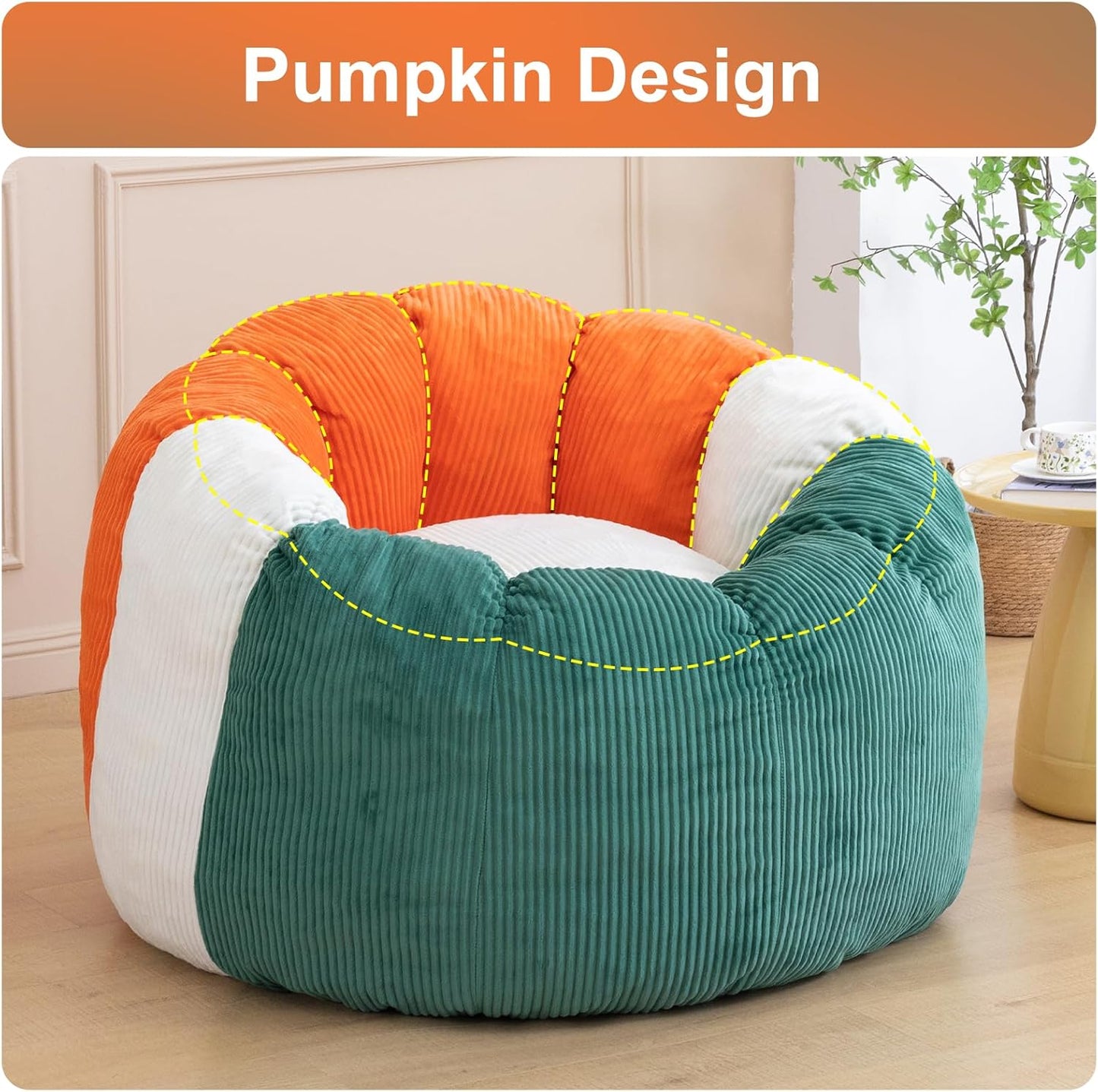 Giant Bean Bag Chairs for Adults,Memory Foam Firm Boneless Floor Gaming Chair Reading Chair,Colorful Plush Corduroy Cover,Comfy Chairs for Livingroom Bedroom Reading Nook Movie Night