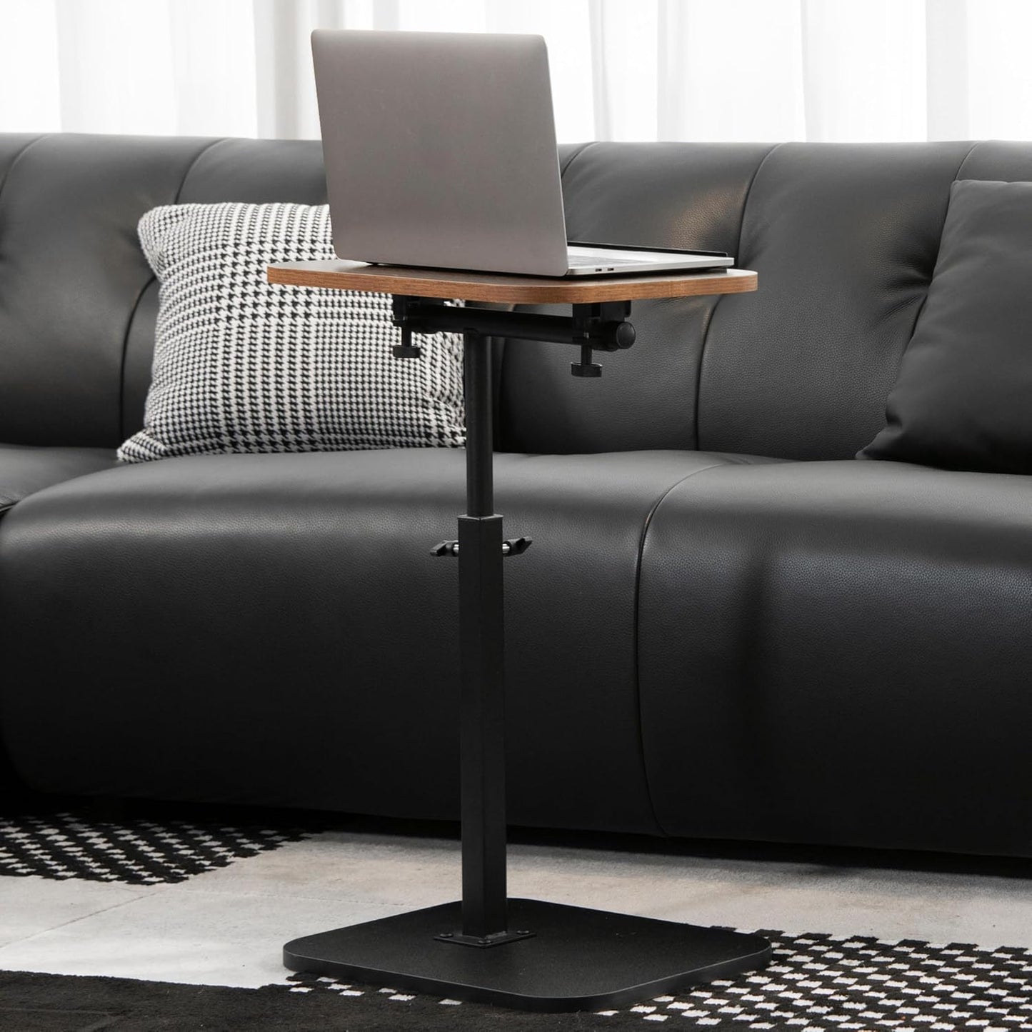 ACEQLYT® Small Adjustable Side Table, Adjustable Height & Flip-Over Panel Design & 360° Swivel, Couch Armrest C Shaped End Table, Laptop Stand for Couch
