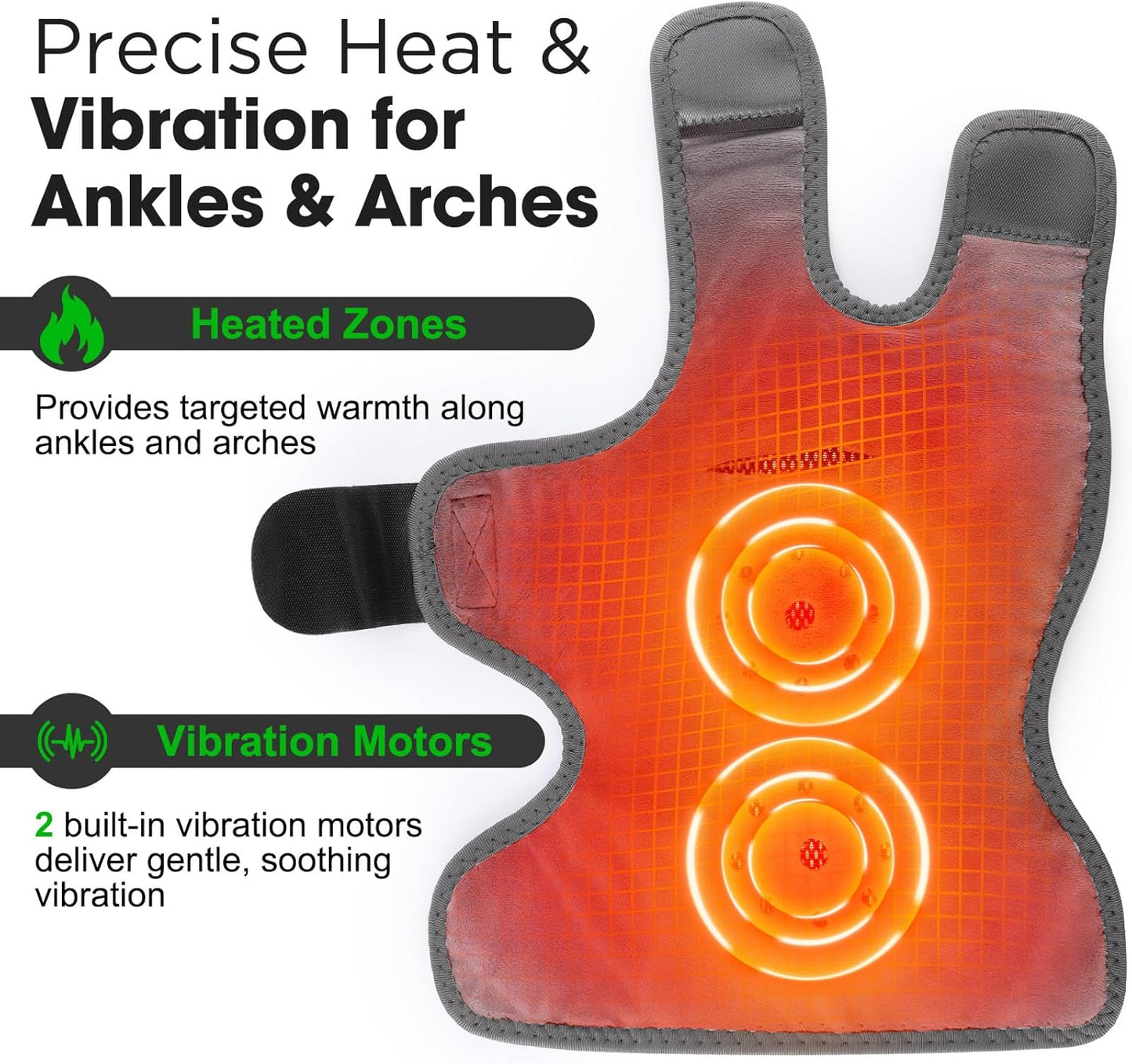 Cordless Foot Ankle Massager for Pain Relief, Ankle Heating Pad with Massage, Foot Massager with Heat, Adjustable Timer, 6 Heat Levels, 3 Vibration Modes, Single One