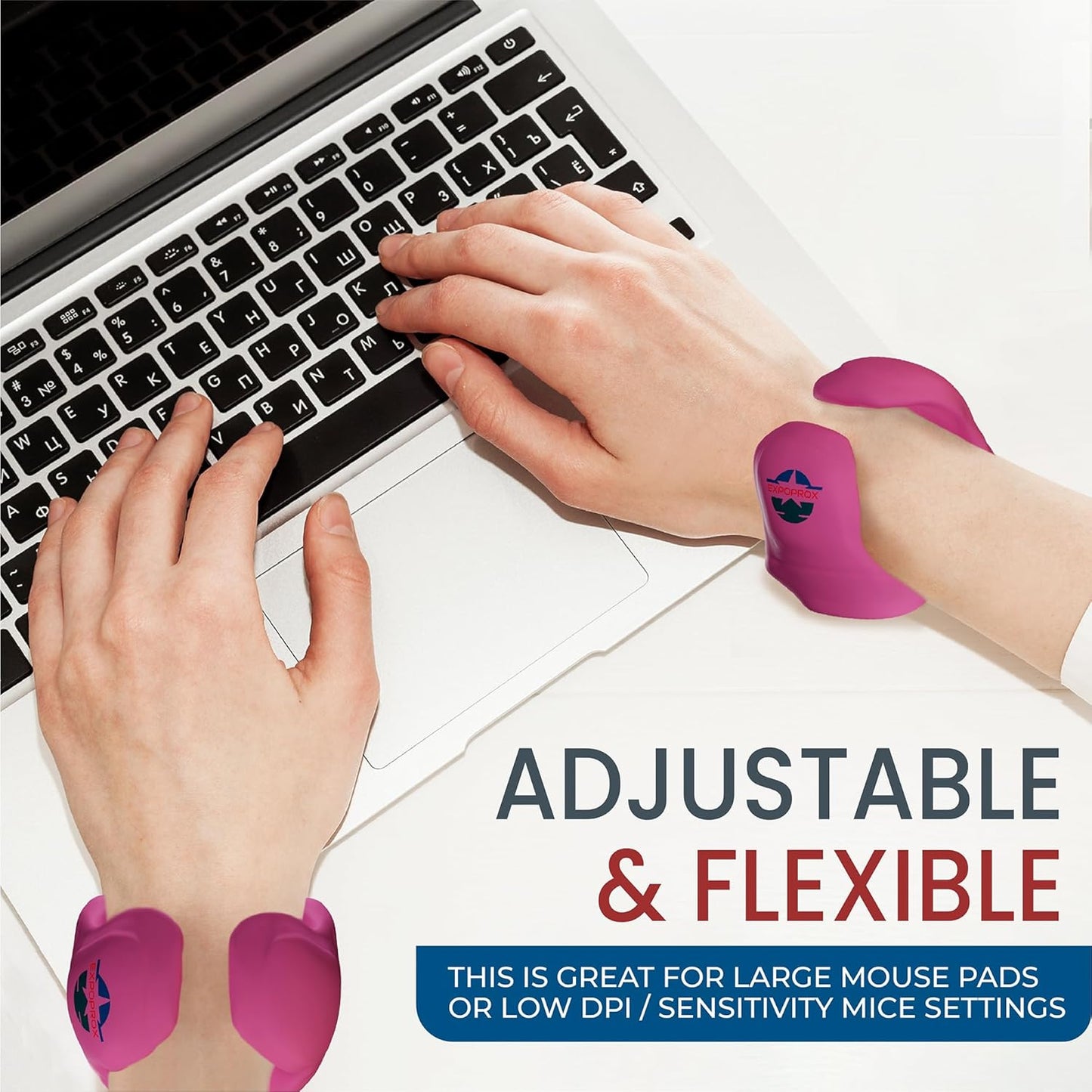 Wearable Gaming Wrist Rest for Keyboard, Mouse pad, Laptop, and PC Work or Gamer Support. (Pink, S-M)