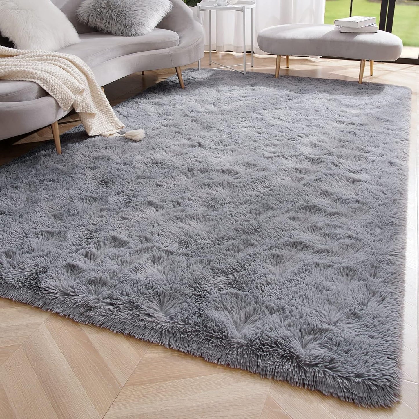 MOONLIGHT20015 Shaggy Area Rugs for Living Room Bedroom 3x5 Feet Grey, Fluffy Soft Throw Rug for Entryway Indoor Floor Carpet, Fuzzy Shag Rug for Nursery Girls Boys Kids Rooms, Dorm, Home Décor