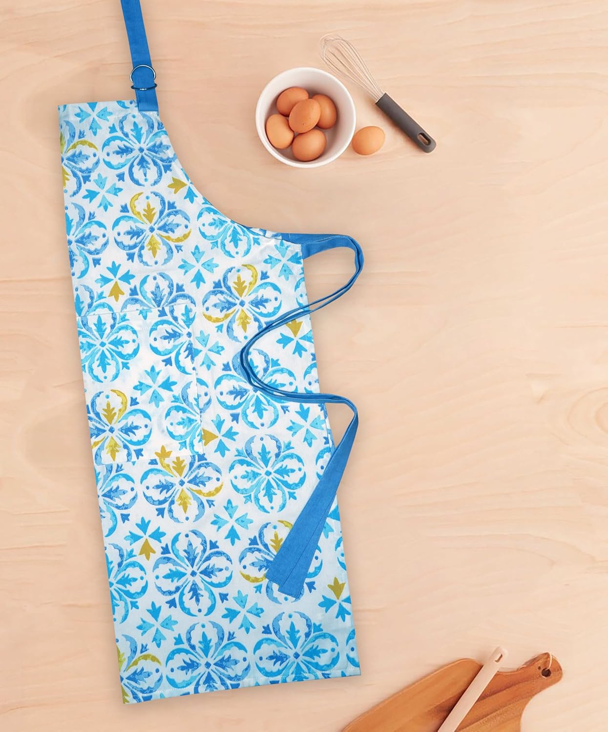 100% Cotton Kitchen Printed Apron with Pocket and Adjustable Neck with Long Ties Apron 25" X 31" for Women Men Chef Cooking, Baking, Gardening.
