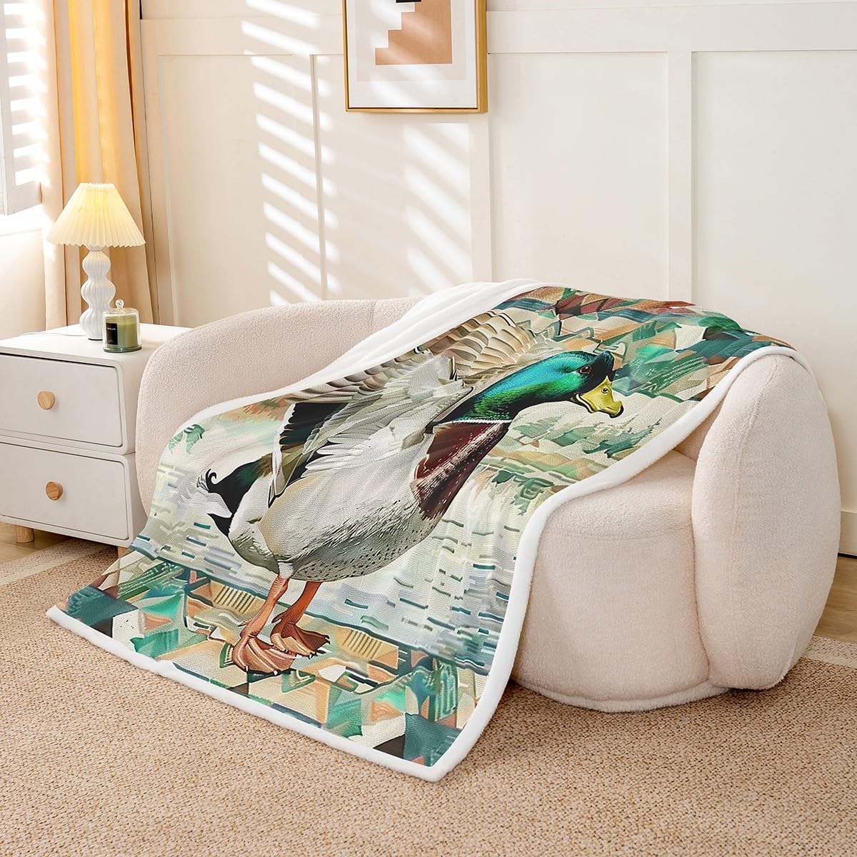 Feelyou Mallard Duck Plush Blanket Baby 30"x40" Cabin Lodge Rustic Hunting Sherpa Throw Blanket for Kids Boys Girls Teens Duck Cabin Cabin Gifts Rustic Home Decor Fleece Blanket Wild Fuzzy Blanket
