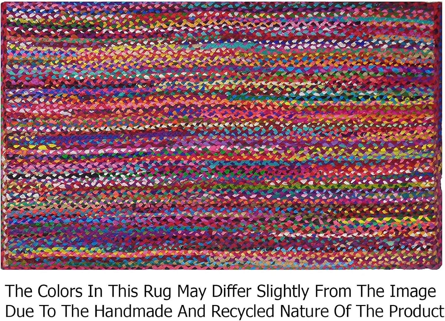 COTTON CRAFT Cotton Chindi Braid Rag Rug - Boho Farmhouse Rustic Area Accent Throw Rug - Handwoven Reversible Natural Recycled Cotton - Living Room Den Study Home Décor Gift - 2' x 3' - Multi Color