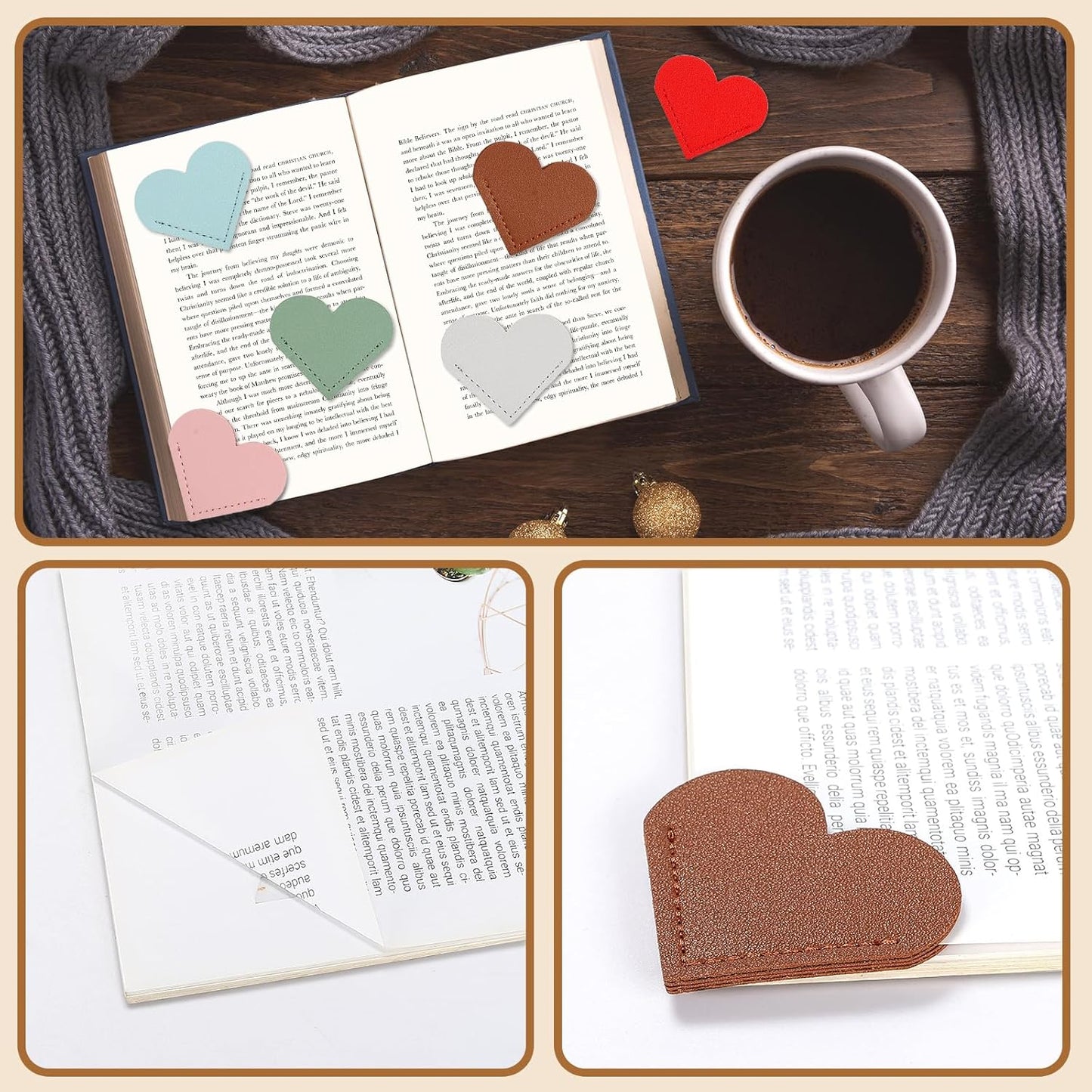 12 Pcs Bookmark Cute Bookmarks Leather Heart Book Marks for Women Men Kids Book Lovers Page Markers for Reading Teacher Students Appreciation Gifts School Office Supplies, 12 Colors