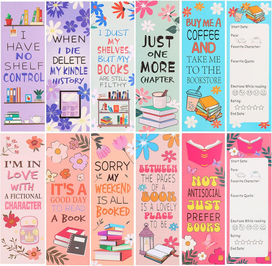LiYiQ 100 Pcs Book Lovers Bookmarks Double-Sided Bookmark Page Markers Book Markers Set Reading Bookmarks Gift for Women