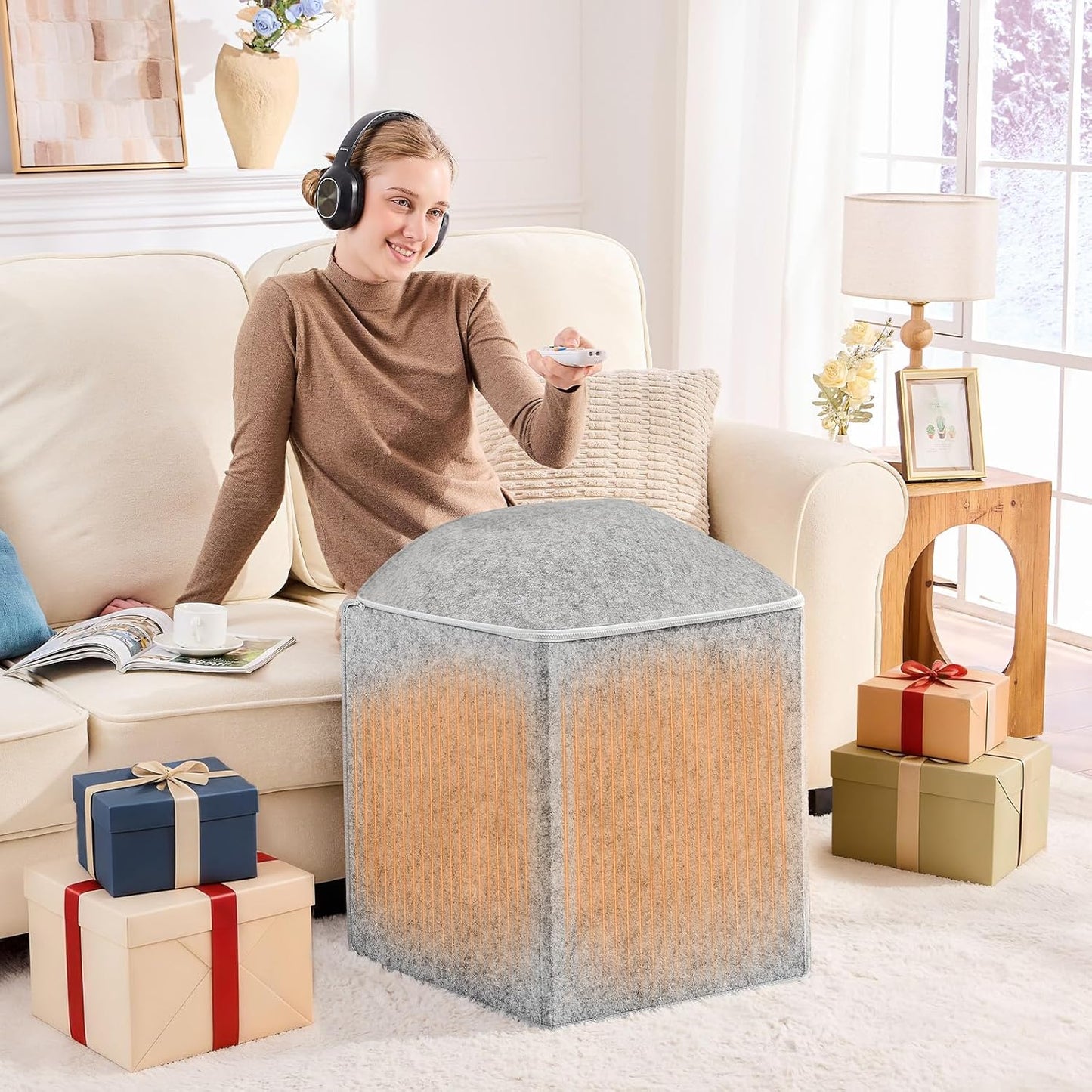 Under Desk Heater Leg Feet Foot Warmer,Personal Portable Space Heaters Quiet Small For Office Home Indoor Use Large Room,Electric Energy Efficient,Essentials Supplies For Women Grey