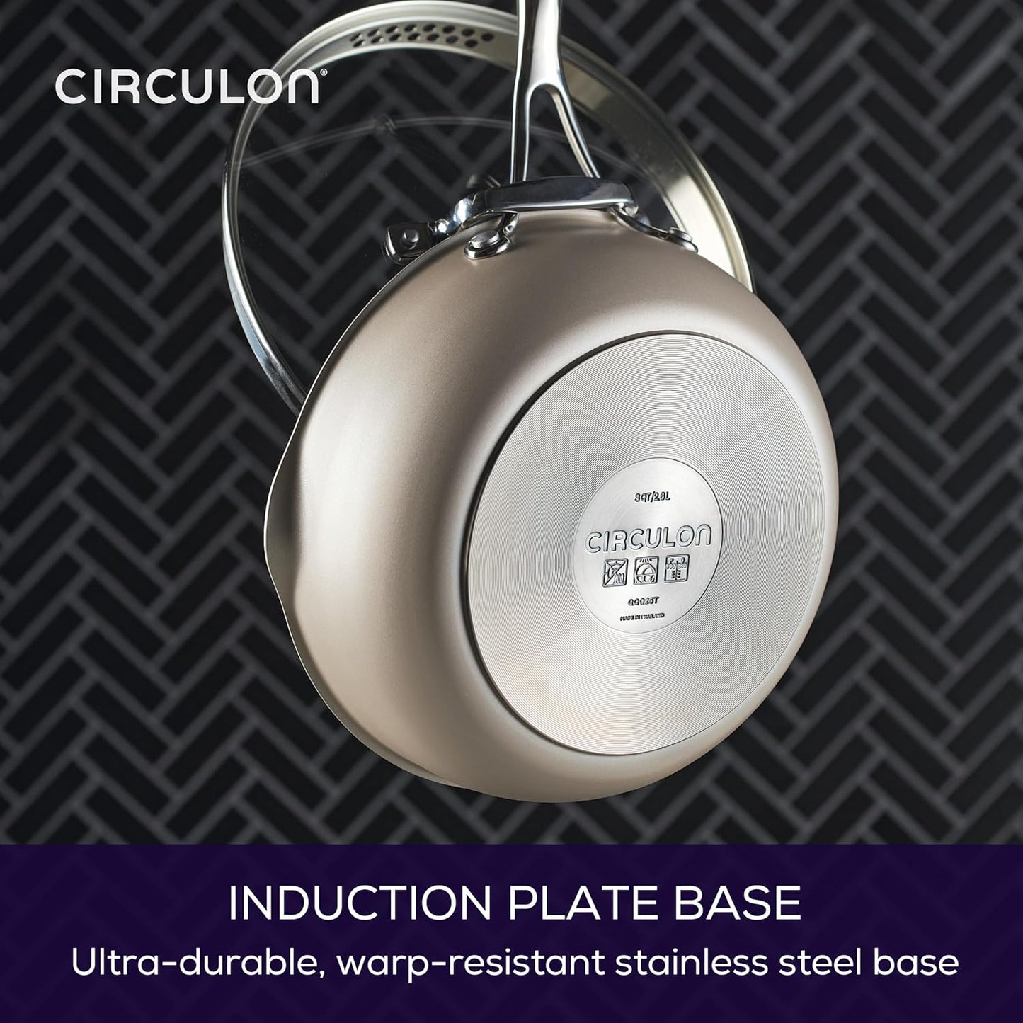 Circulon Infinity Pan with ScratchDefense Nonstick Cookware, Induction Suitable, Dishwasher Safe with Multipurpose Tool Holder and Lid, 9.5 Inch (3.2-Quart), Multipan, Metal Utensil Safe - Platinum
