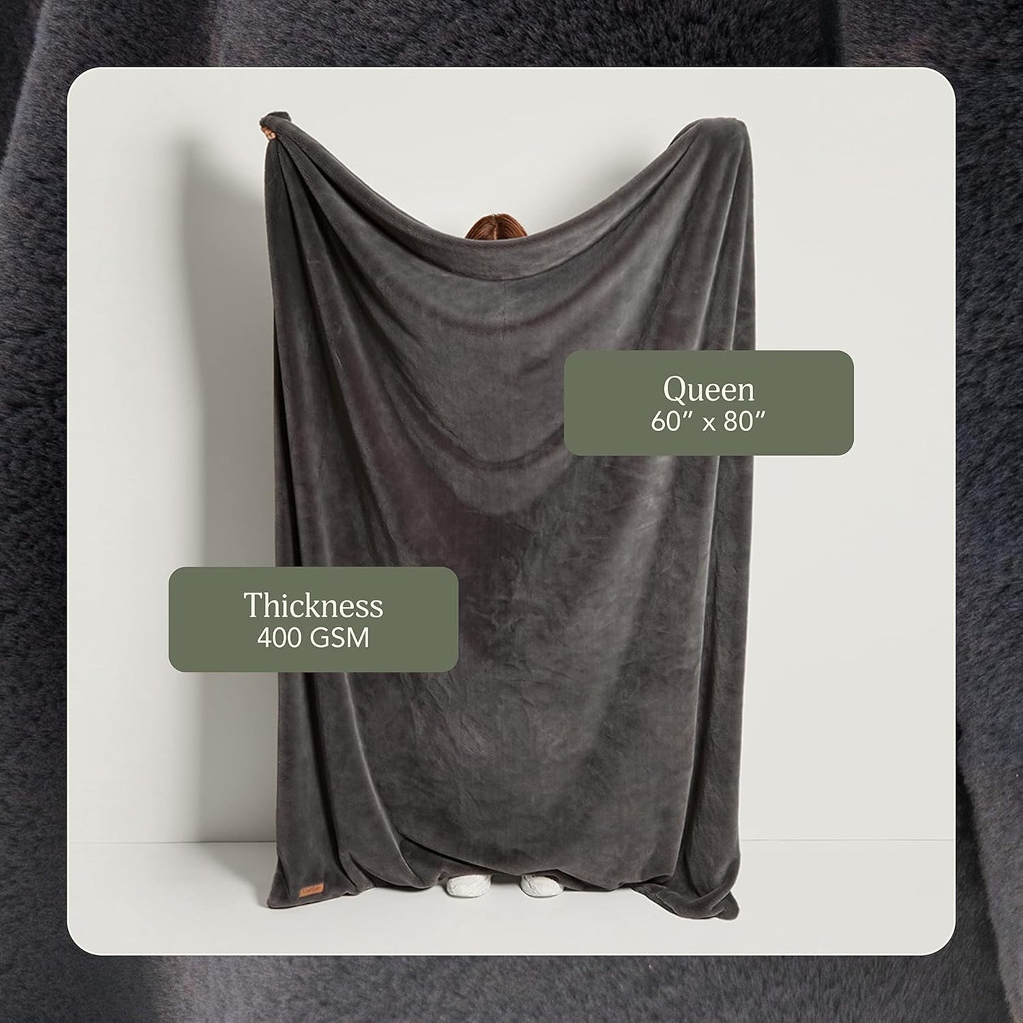 UnHide Lil’ Marsh Faux Fur Blanket - Lightweight, Soft Throw Blanket - Machine Washable - Ideal for Bed, Couch, or Reading Chair- Medium (60" x 80") Charcoal Charlie