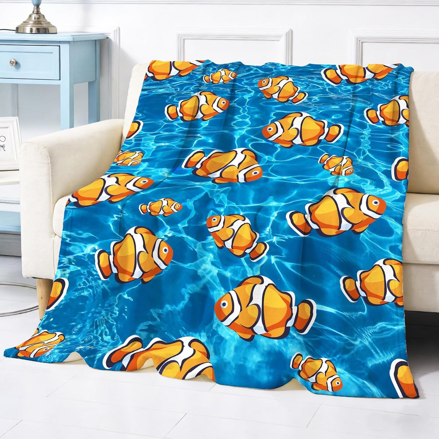 Clownfish Fleece Throw Blanket Gift Soft Warm Lightweight Blankets for Bed Sofa Couch Car 50 x 40in for Kids