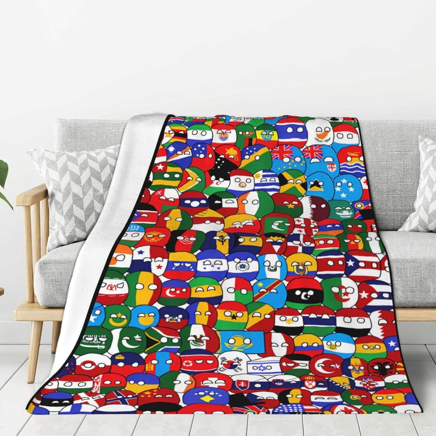 Countryball Throw Blanket 40"x50" Fuzzy Plush Fleece Blankets Soft Cozy Microfiber Flannel Blanket for Couch Sofa Bed Decor Travel Gifts Home Office Shawl Blanket