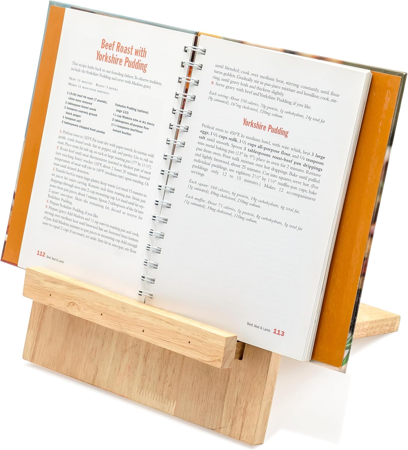 Red Co. 10” x 11” Sustainable Rubberwood Cookbook Holder & Reading Stand for Open & Closed Books, Brown
