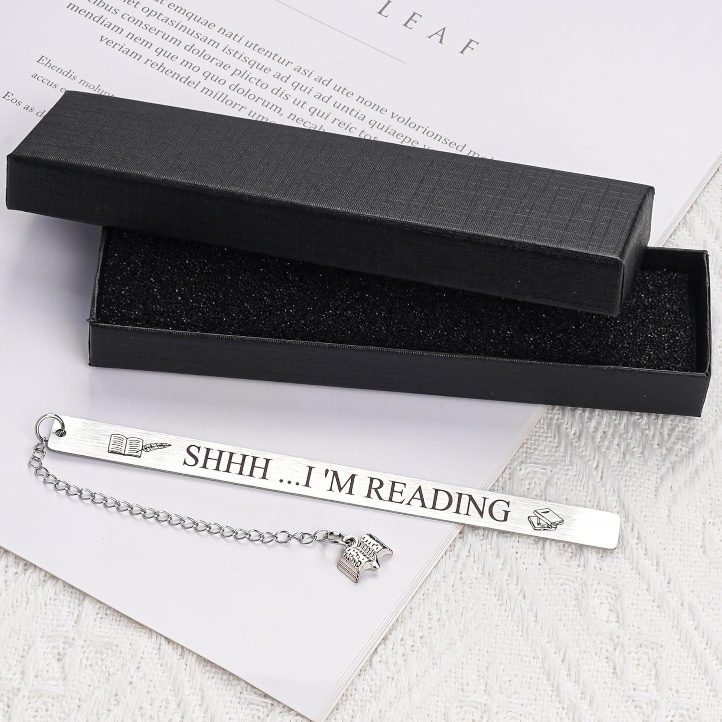 Funny Metal Bookmark for Reading, Slim Stainless Steel Book Marks with Charm, Bookmark Gifts for Men and Women Friend Teacher Birthday Graduation (Silver)
