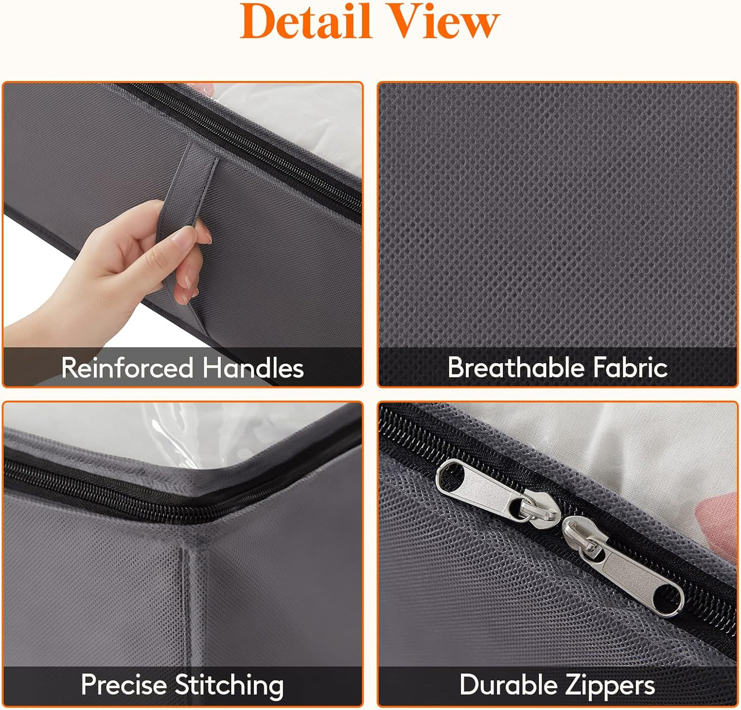 Lifewit 90L 4 Pack Under Bed Storage Containers, Large Capacity Blanket Storage Bags with Reinforced Handle, Organization and Storage for Comforters, Sheets, Clothes, Bedroom, College Dorm, Grey