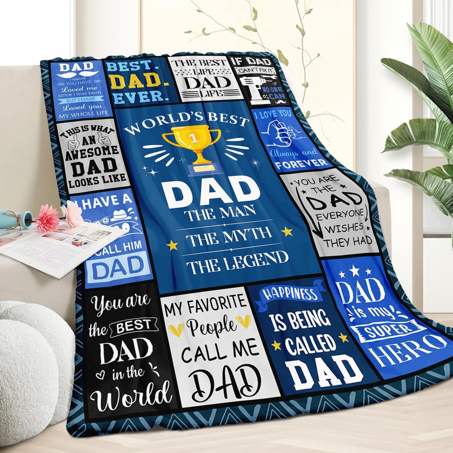 Dads Birthday Gifts Ideas - Dads Gifts from Daughter Son - Fathers Day Christmas Valentines Day Birthday Presents for Dad - Presents for Father Who Wants Nothing - Best Dad Ever Blanket 50"x60"