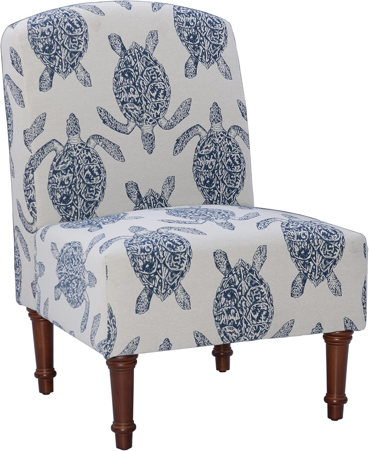 Powell Company Powell Markay Accent Chair, 25"W x 18.75"D x 35H, Ivory with Blue Sea Turtle Pattern, Traditional, Coastal, Upholstered, Armless, 275 lbs Max Weight, Indoor Use