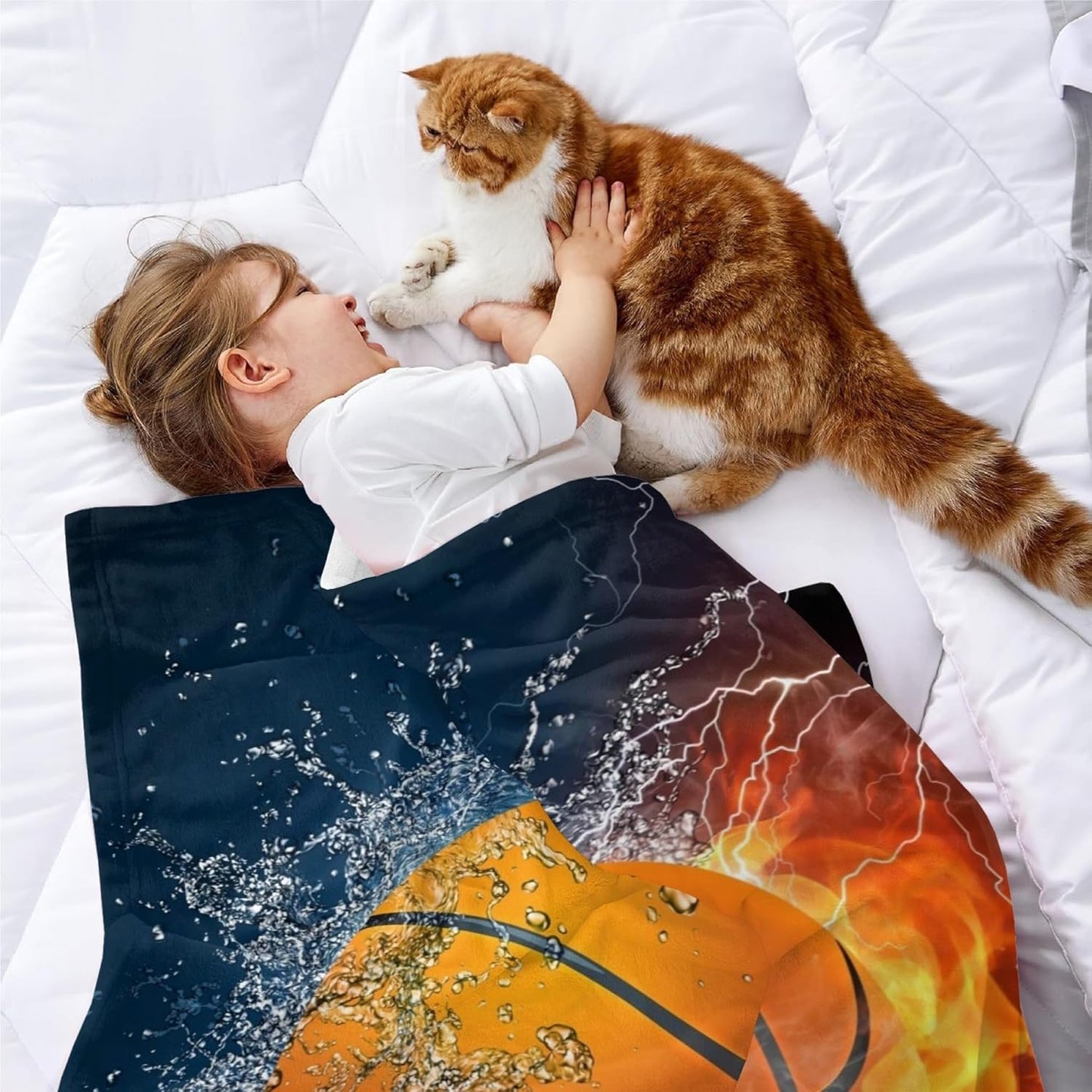 Cool Basketball Fun Ball Throw Blanket Super Soft Warm Bed Blankets Boy Bedding For Couch Bedroom Sofa Office Car, All Season Cozy Flannel Plush Blanket For Girls Boys Adults, 50"X40"