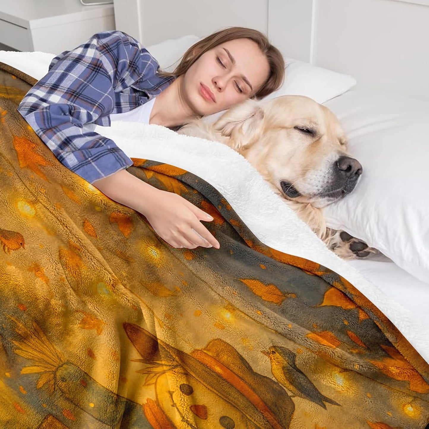 Fall Pumpkin Festival Blanket 60"X50" - Soft Flannel Throw Blanket, Autumn Harvest Decorative Blanket for Couch, Farmhouse Thanksgiving Home Decor Gift (Pumpkins, Scarecrow)