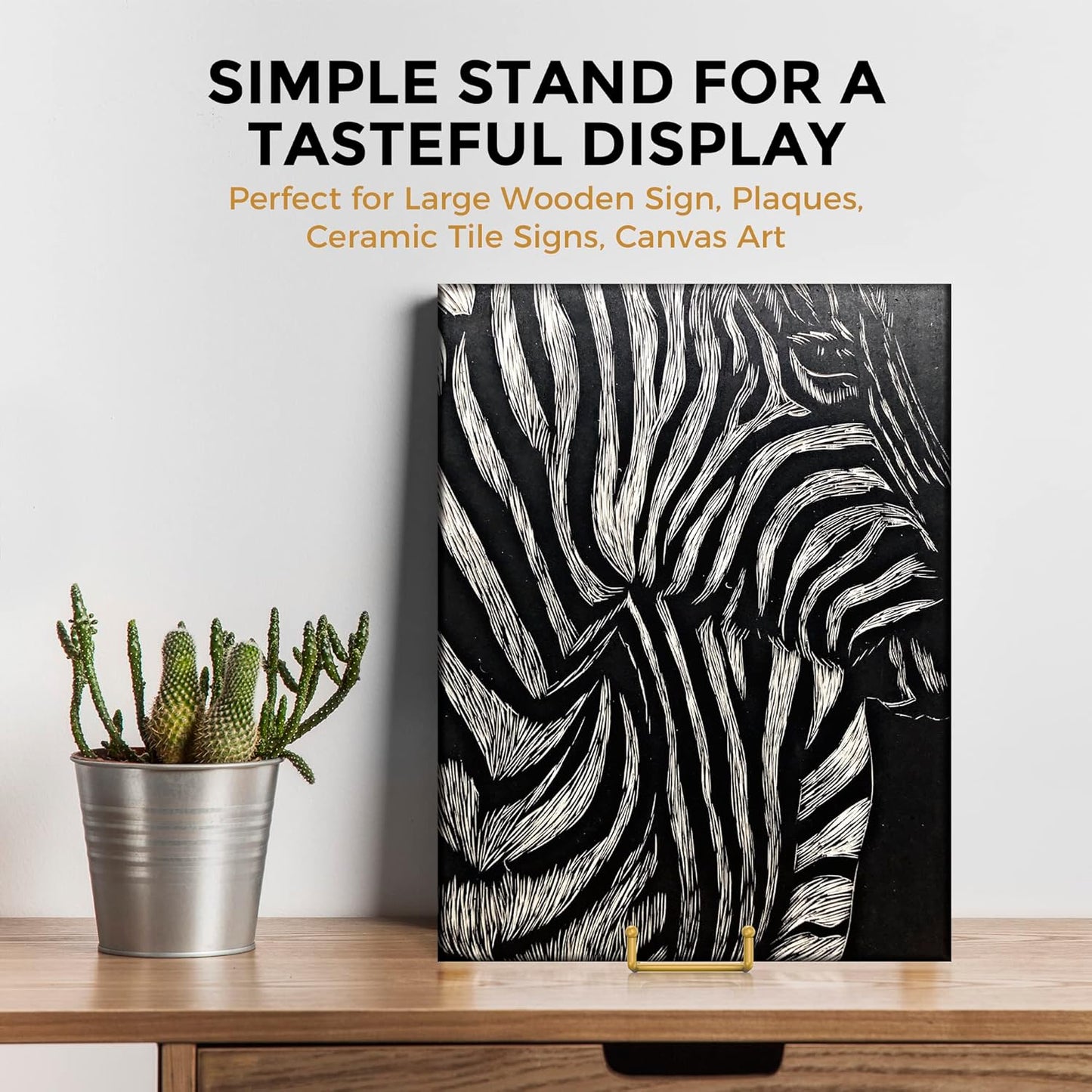 TR-LIFE 8 Inch Large Plate Stands for Display - Metal Plate Holder Display Stand + Frame Holder Stand for Picture, Decorative Plate, Platter, Plaques, Book, Photo Easel Tabletop (Gold 2 Pack)