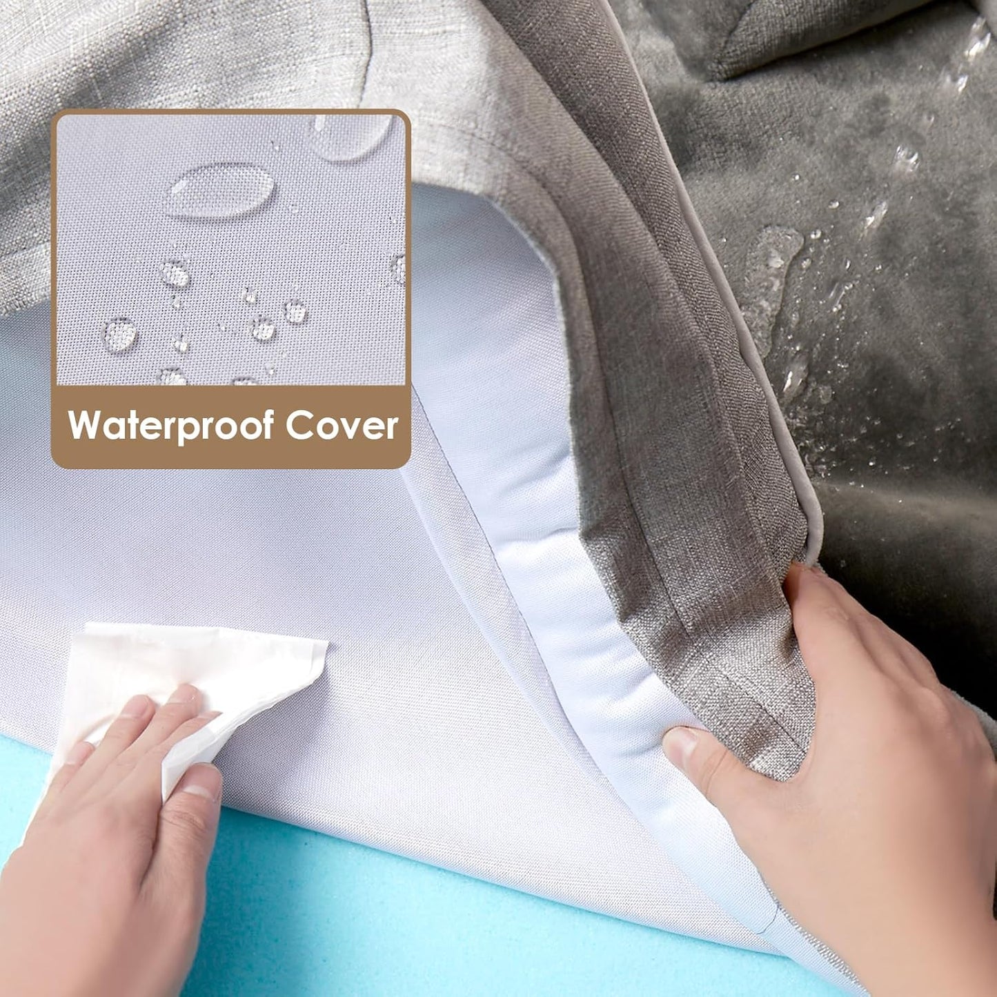 EHEYCIGA Orthopedic Dog Beds for Extra Large Dogs 44x32Inch, Waterproof Memory Foam XL Pet Bed with Sides, Non-Slip and Egg-Crate Foam Big Dog Couch Bed with Washable Removable Cover, Grey