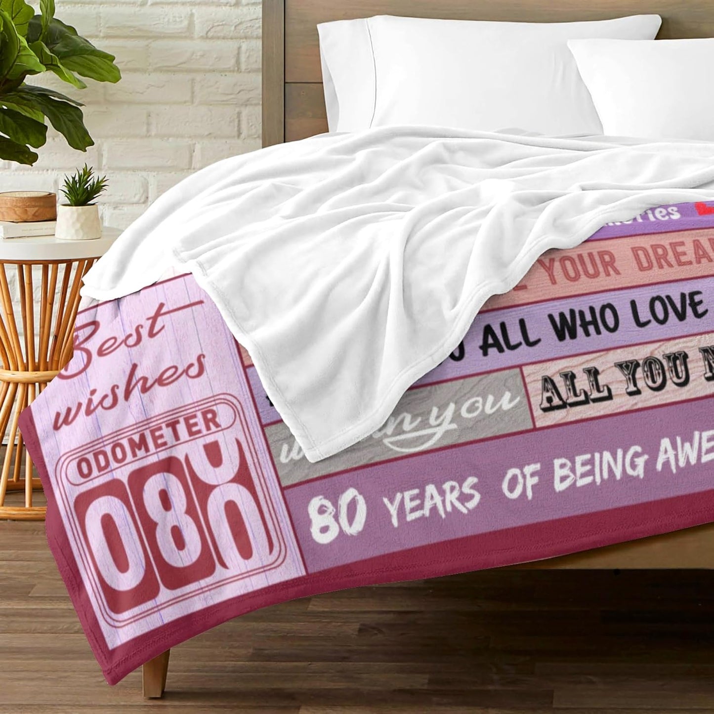 80th Birthday Gifts for Women Blanket, Happy 80th Birthday Gifts for 1945 Women, Colorful Tree Blanket Gift for 80 Year Old Woman, Soft Comfy Warm Plush Flannel Blanket for Sofa Couch Bedroom 60"X50"