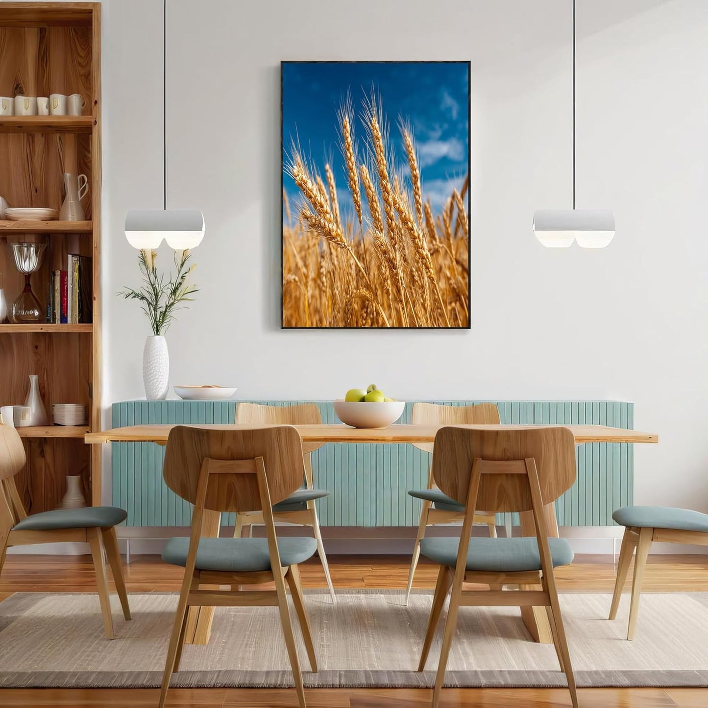 GDJSMIN Farm Scene Wall Art, Golden Wheat Landscape Poster for Reading Room Living Room Decor 16x 24 inch Unframed