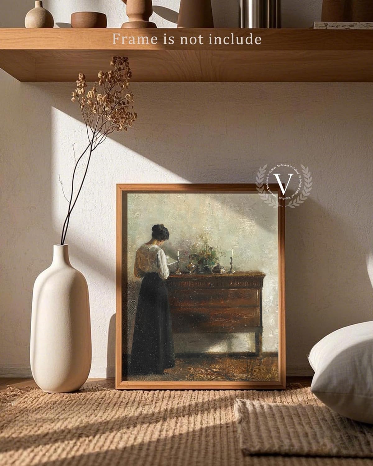 Vodefoad Vintage Woman Portrait Canvas Art Prints Painting Antique 19th Century Women Reading Wall Art Moody Dark Academia Aesthetic Artwork Poster for Gallary, Bedroom, Bathroom, Office, Desktop Decor - 8x10Inch Unframe
