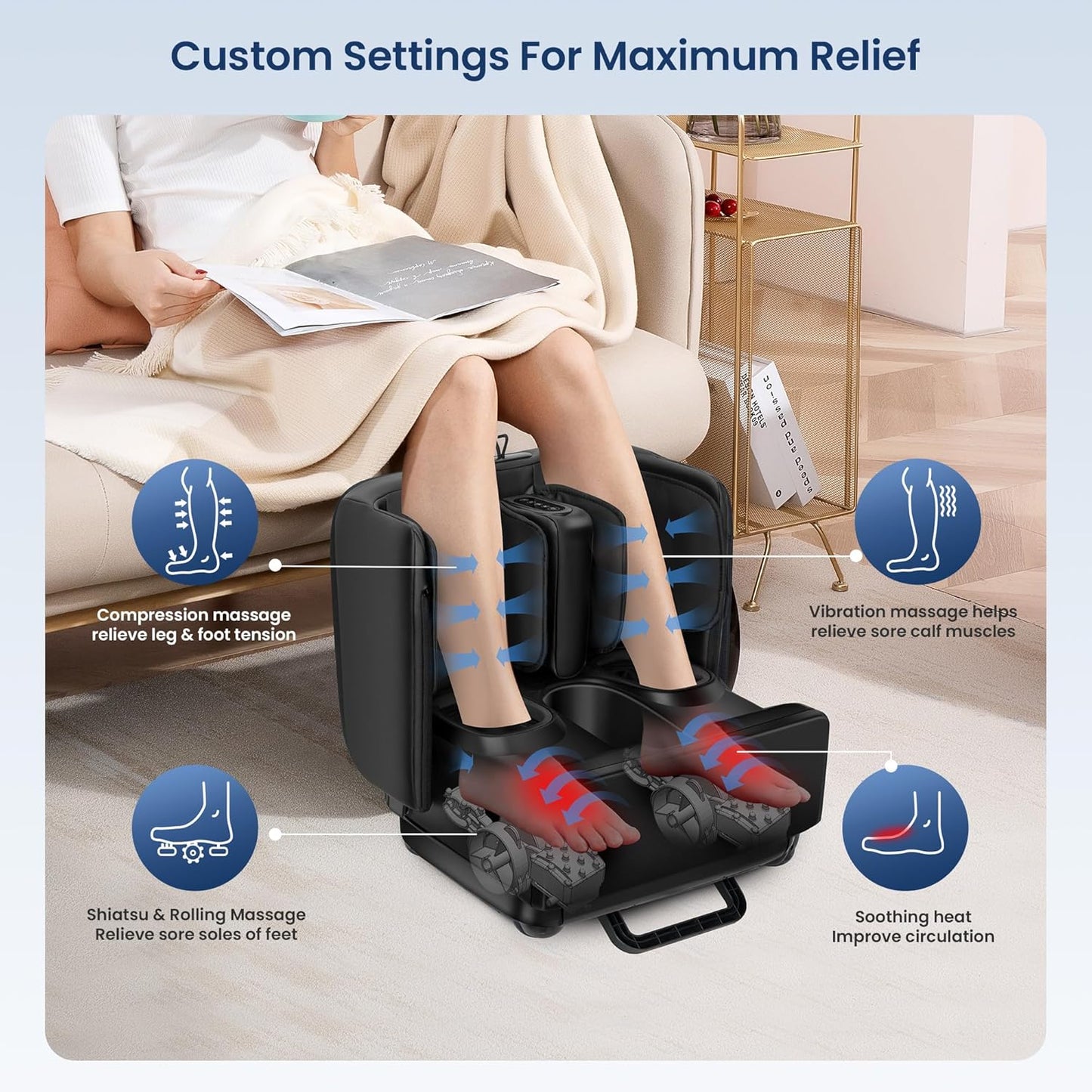 COMFIER 2 in 1 FSA Foot Massager Machine, HSA Shiatsu Foot and Calf Massager with Heat,Kneading,Vibration,Compression Massagers for Feet Health,Ankle & Leg Tired, Plantar Fasclitis,Gift for Men Women