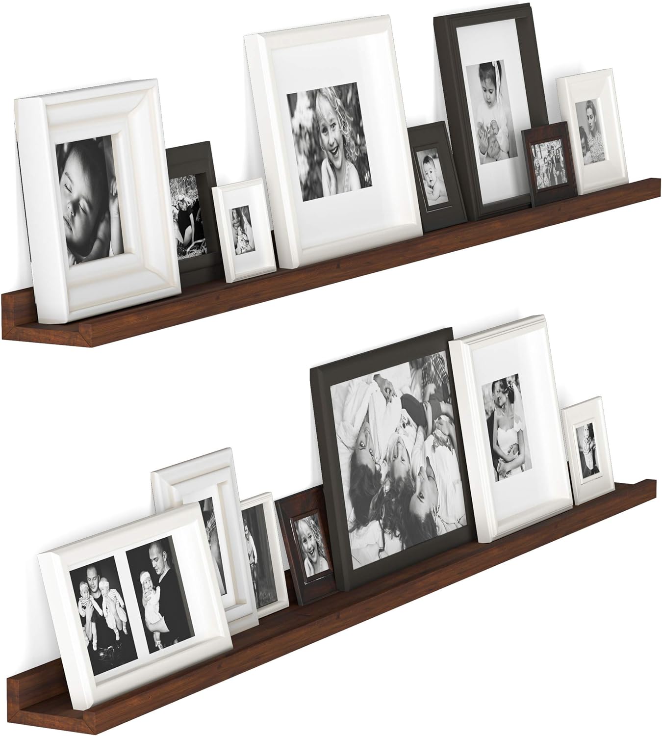 Wallniture Denver 48" Long Floating Shelves for Wall, Narrow Picture Ledge Shelf Set of 2, Floating Shelf Unit, Wall Shelves Walnut Color