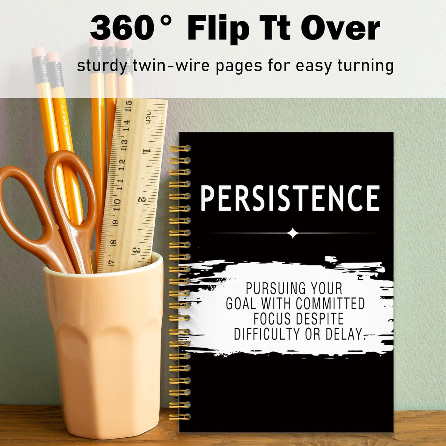Persistence Quotes Notebook Journal, Inspirational Office Notebooks for Work, Motivational Gifts for Women Men, Gifts for Office Coworkers, Hardcover Spiral Notebook 5.5x8.3