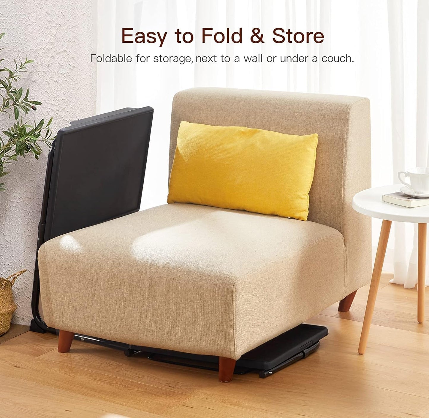 HUANUO Adjustable TV Tray Table - TV Dinner Tray on Bed & Sofa, Comfortable Folding Table with 6 Height & 3 Tilt Angle Adjustments (Black)