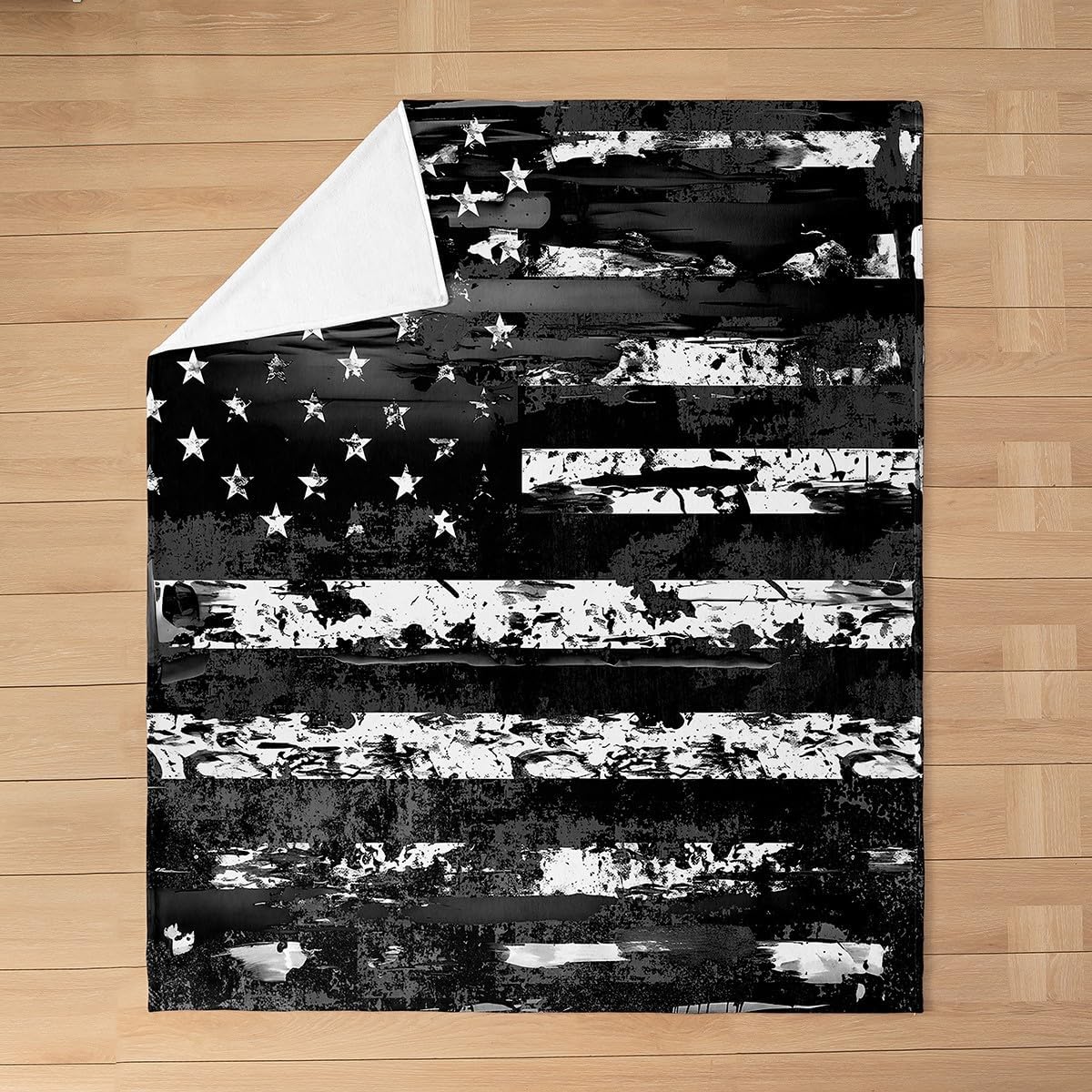Feelyou American Flag Flannel Fleece Throw Blanket Twin 60"x80" Camouflage All Season Bed Blanket for Kids Adults Strip Lines Fuzzy Blanket Farmhouse Theme Plush Blanket Room Decor